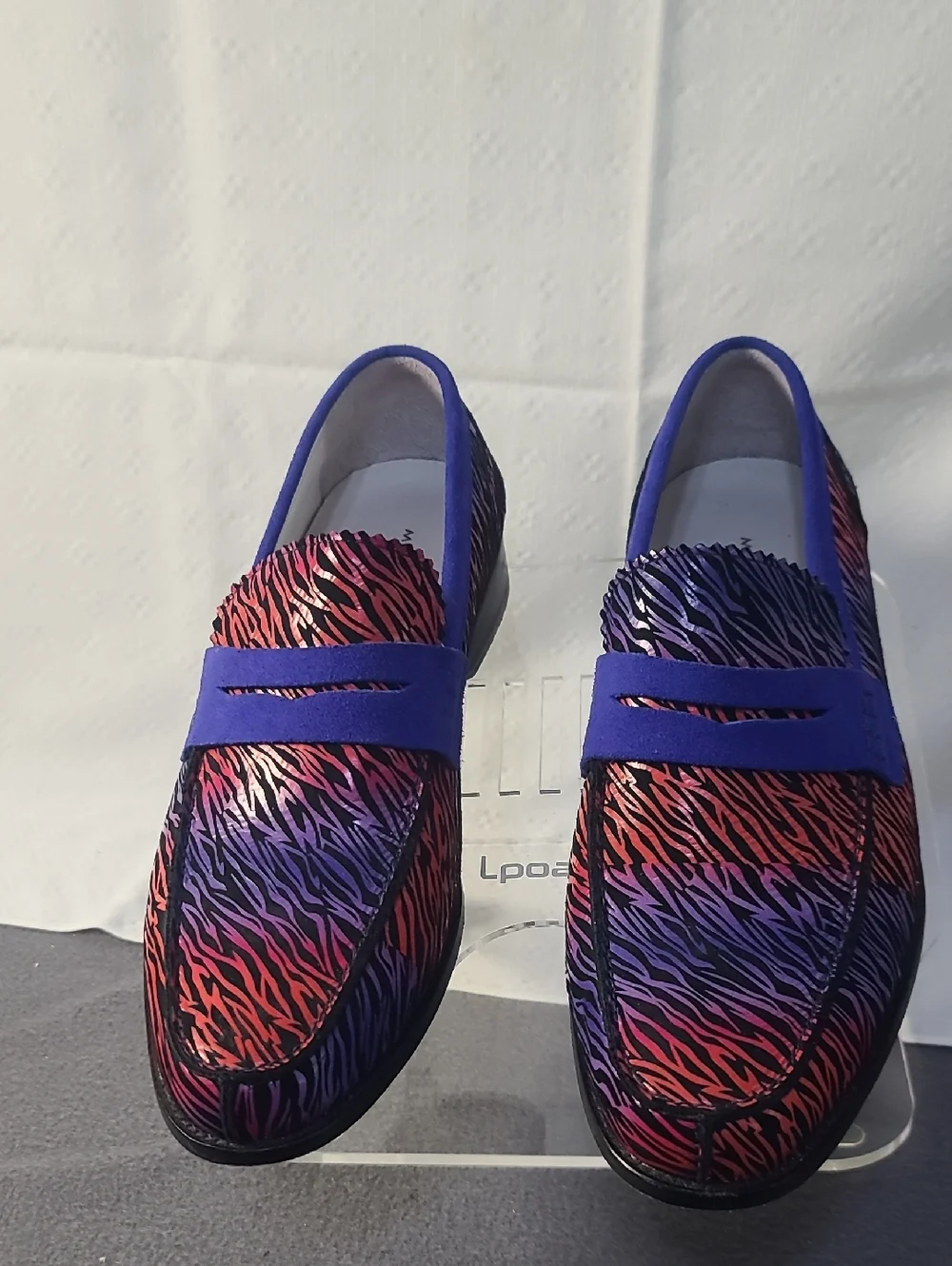 Men's Marc Nolan Slip-On Loafers in Purple and Red Zebra Print
